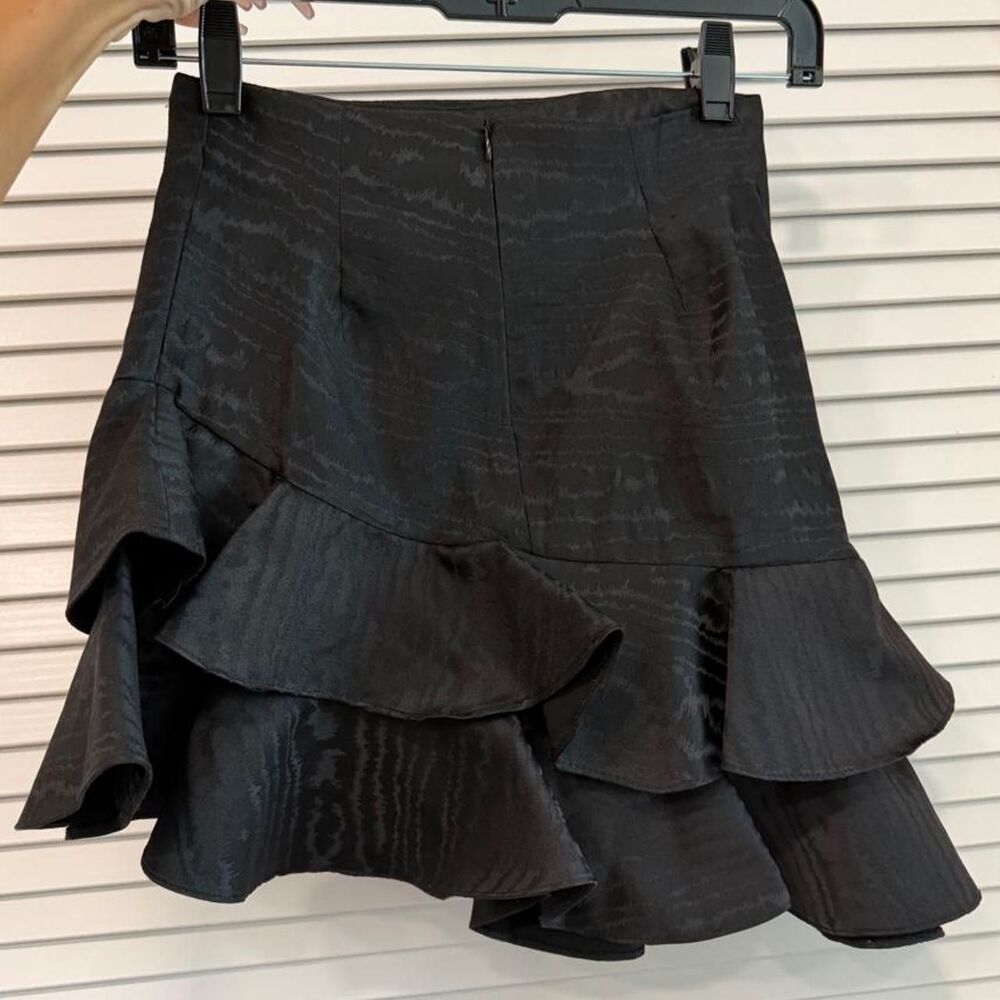 Zara Black Mini Ruffle Textured Skirt XS NWOT
